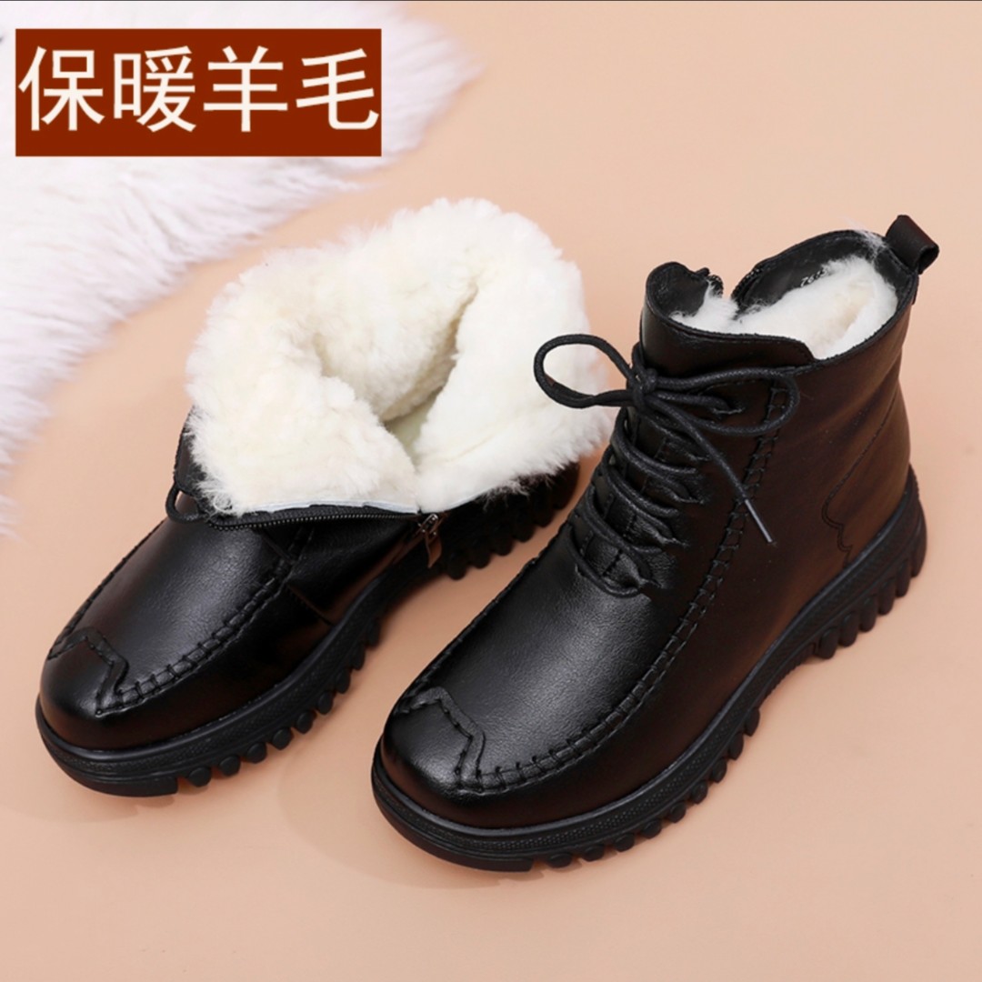 2025年新款加厚大白毛软底软面妈妈鞋短靴防滑保暖棉鞋马丁靴8811
