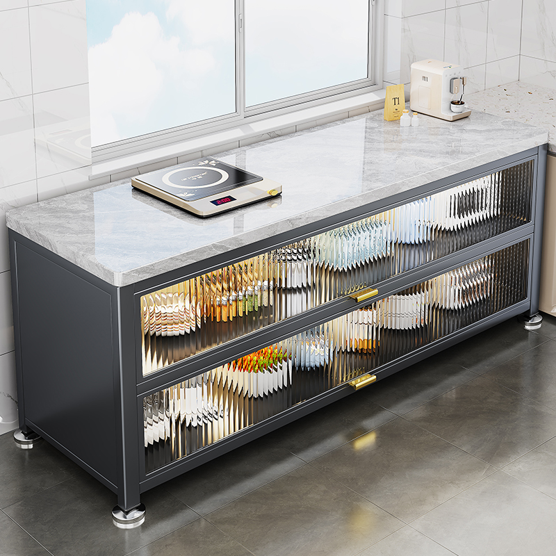 帅仕岩板厨房置物架落地多层家用多功能收纳柜子锅碗餐边储物橱柜