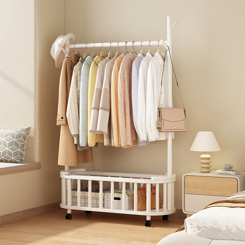 实木衣帽架可移动带轮立式落地挂衣架卧室家用简易晾衣架收纳神器