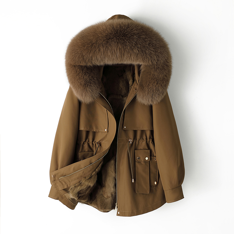 派克服女2025冬新款狐狸毛内胆可拆卸小个子年轻款海宁皮草外套女