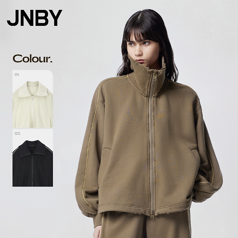 JNBY/江南布衣翻领开衫卫衣加绒外套上衣女5N9412450