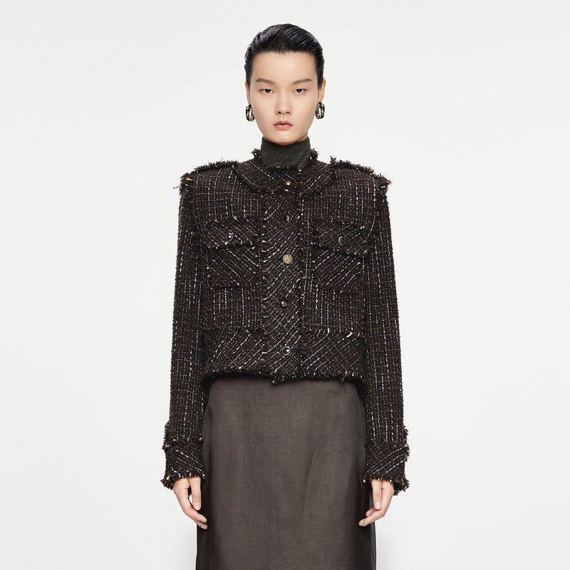 JNBY/江南布衣秋冬小香风毛呢外套复古时髦设计感女夹克5O0814580