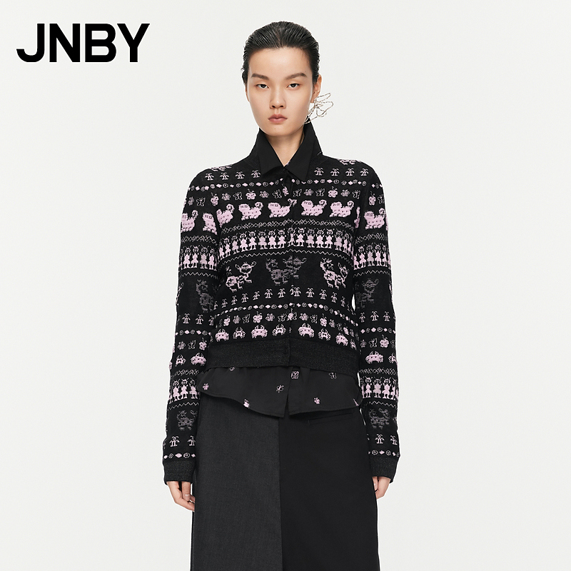 【100%绵羊毛】JNBY/江南布衣春秋针织开衫费尔岛毛衣5O9313090