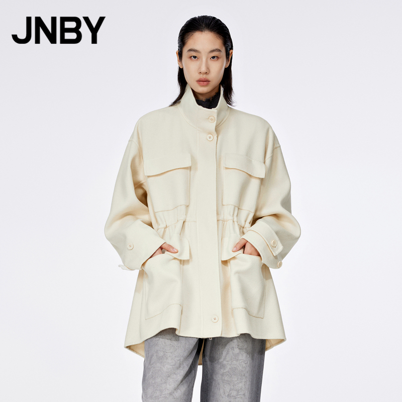 JNBY/江南布衣毛呢立领口袋中长款女外套5M0610730