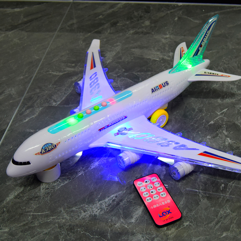 飞机玩具大全3-6岁5-8儿童炫彩电动万向空中巴士声光闪光客机仿真