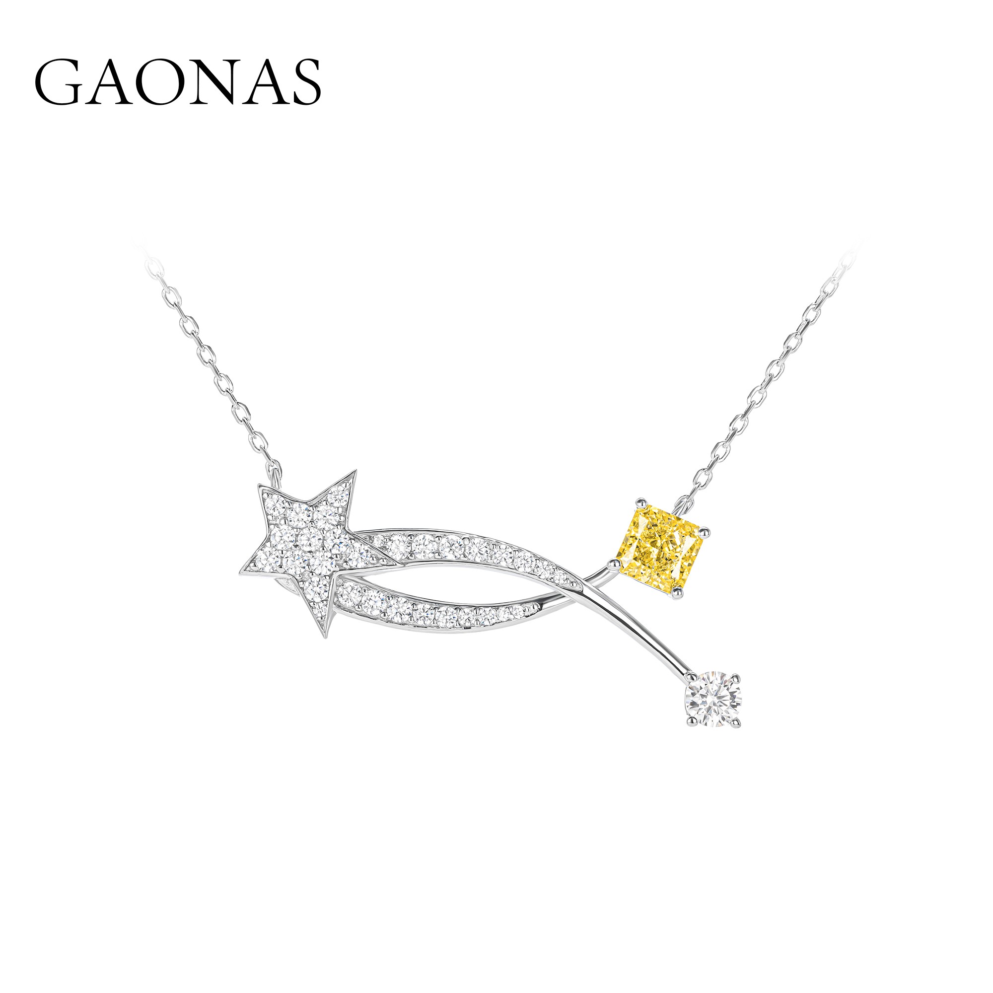 GAONAS 坠链均925银合成锆石  高纳仕 彗星系列黄色项链 YX039966