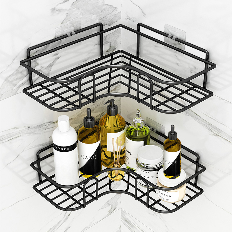 免打孔置物架卫生间收纳架浴室壁挂式转角架洗漱台三角架加大加厚