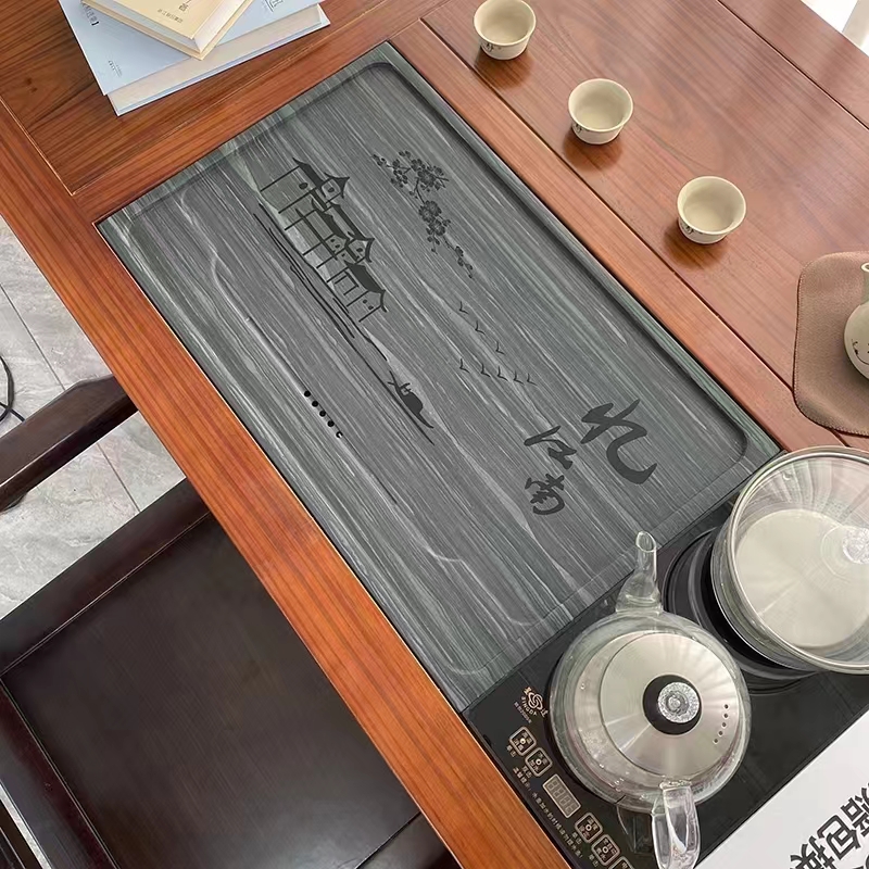 【天然石】忆江南一体茶盘天然整块家用乌金石头茶托盘干泡台茶具