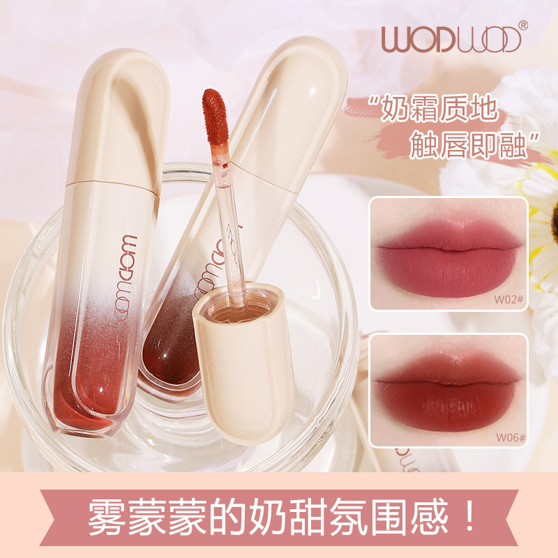 WODWOD绒雾轻感奶霜唇釉素颜显白不掉色不沾杯轻薄裸粉色水雾唇泥