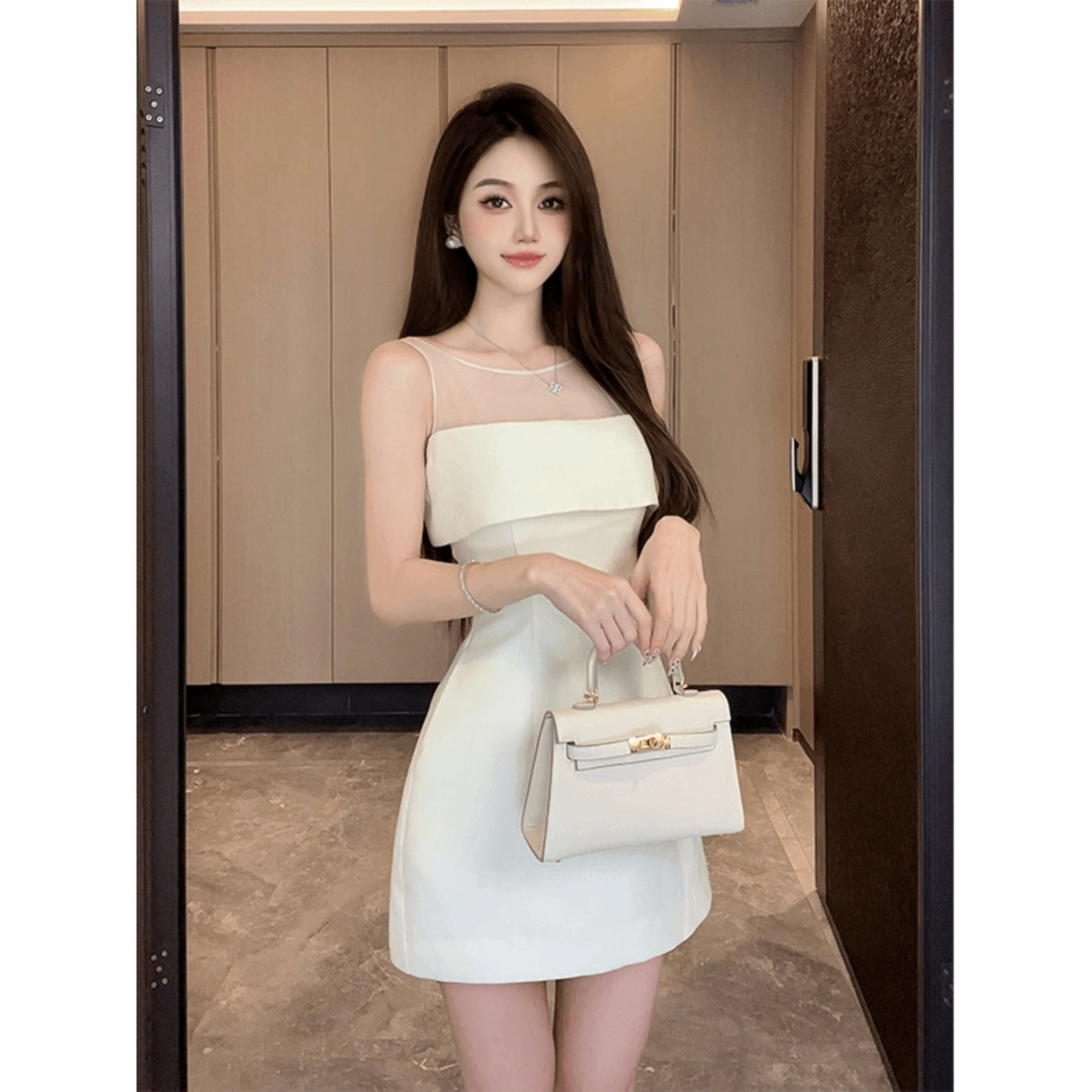 【告白气球】高级感拼接连衣裙短款LWJ24B2Q1275