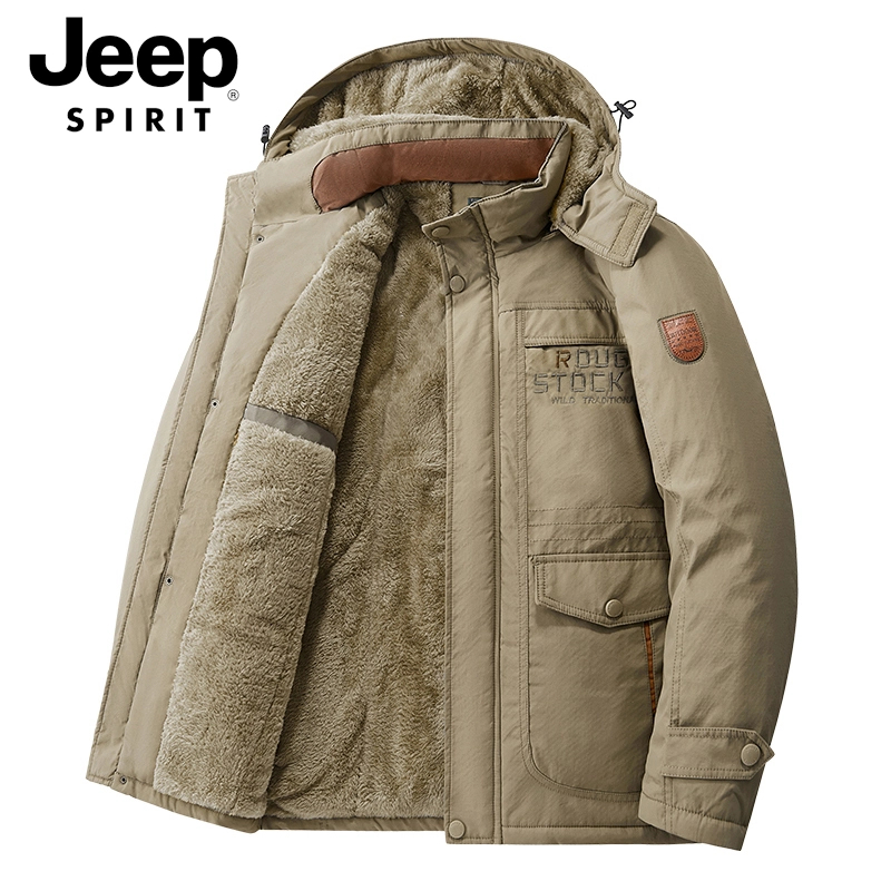 Jeep spirit吉普冬季棉衣加厚加绒夹克外套男士防风防水外套棉袄