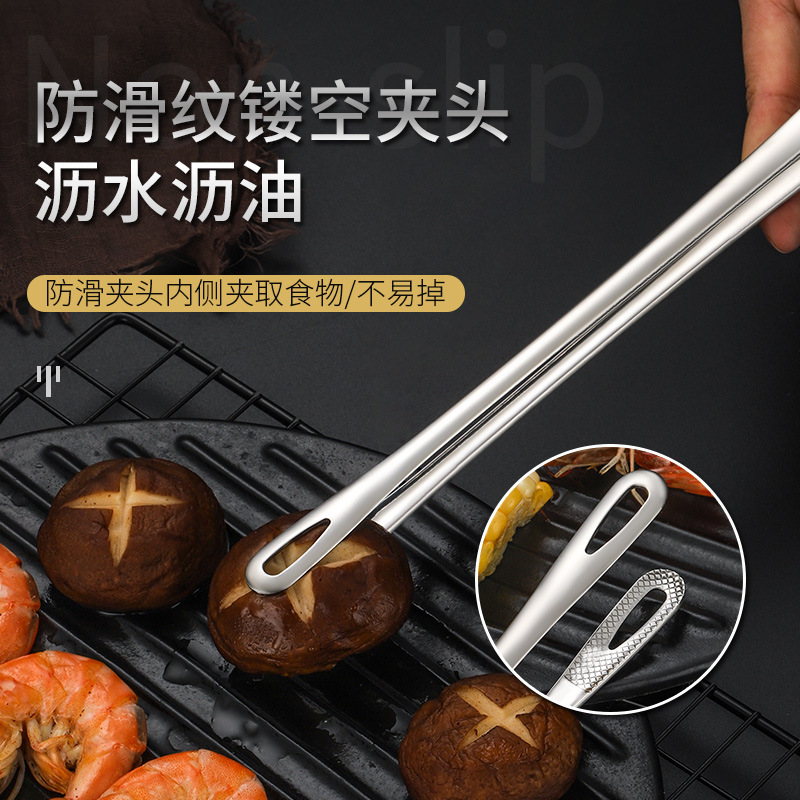 韩式烤肉夹304不锈钢夹子烧烤夹厨房加长食品夹料理店专用牛排夹