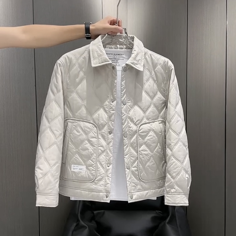 薄款棉袄男冬季韩版修身翻领短款休闲外套夹克男2025新款男士棉衣