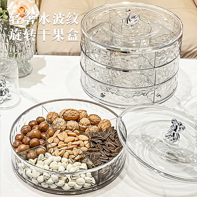 干果盘轻奢创意旋转小熊款水果盘家用坚果糖果零食盘茶点盘零食盘