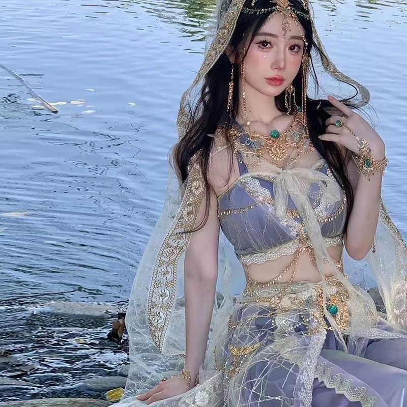 敦煌飞天汉服女夏季异域风情舞蹈服装西双版纳傣族服装西域舞姬