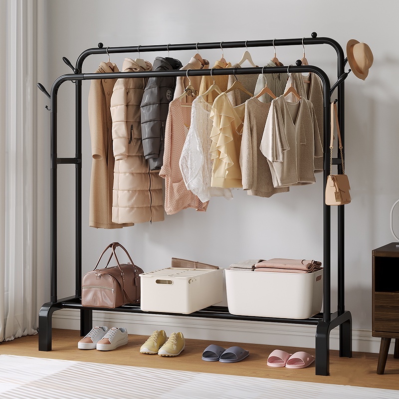 落地晾衣架双杆家用简易挂衣架阳台晒衣架立式衣服架组装衣架子