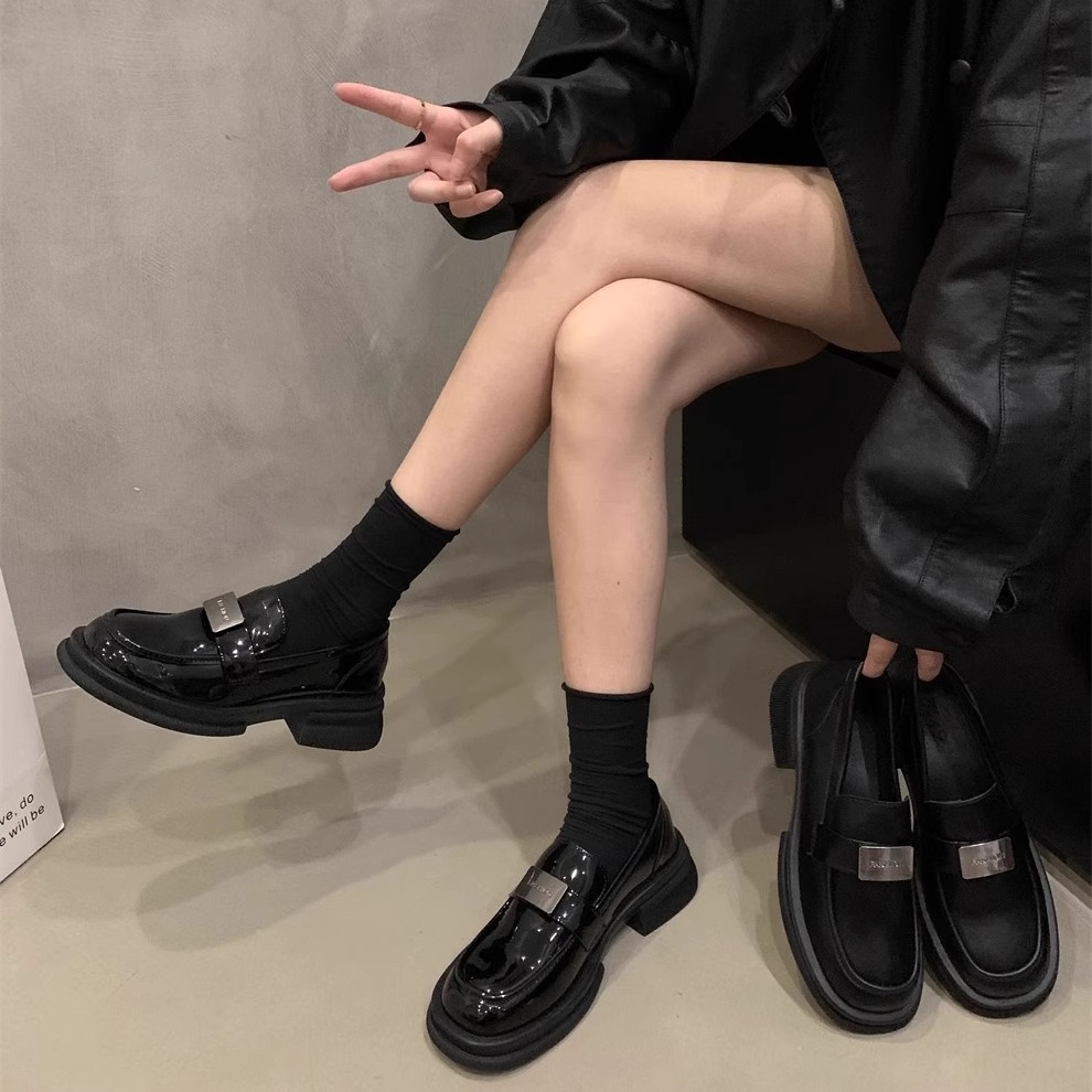 啄木鸟英伦风小皮鞋春季百搭乐福鞋厚底女鞋高级感复古单鞋jk鞋