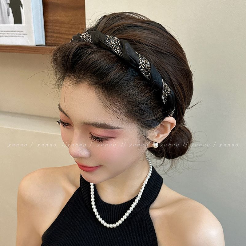 法式复古水钻黑色发卡发箍女高级感精致外出头箍2025新款压发头饰