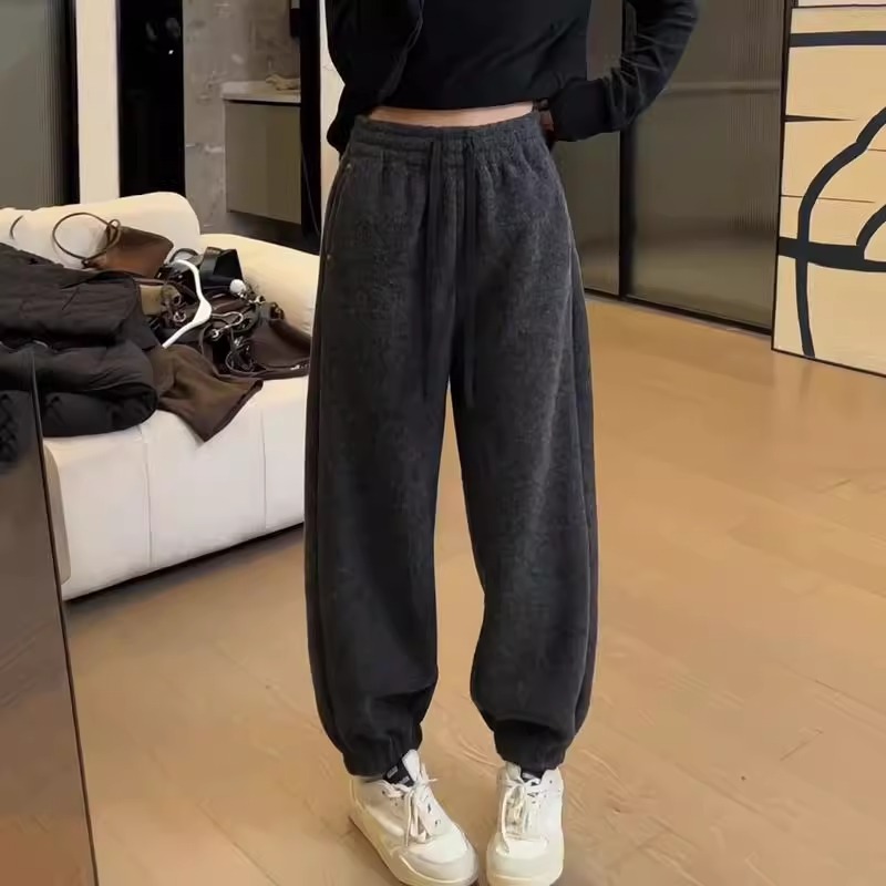 艾塔莉阔腿弯刀裤女秋冬新款梨形身材哈伦裤胖mm大码保暖束脚卫裤