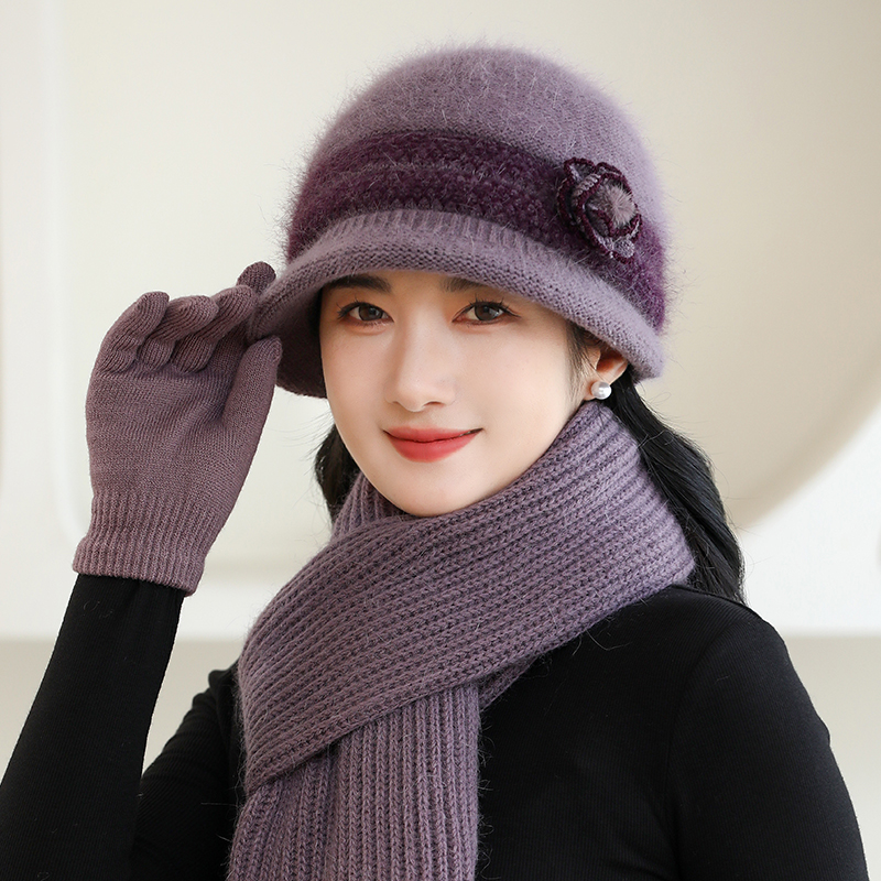 中老年人妈妈保暖毛线帽秋冬季老人奶奶帽子女冬天老太太婆婆棉帽