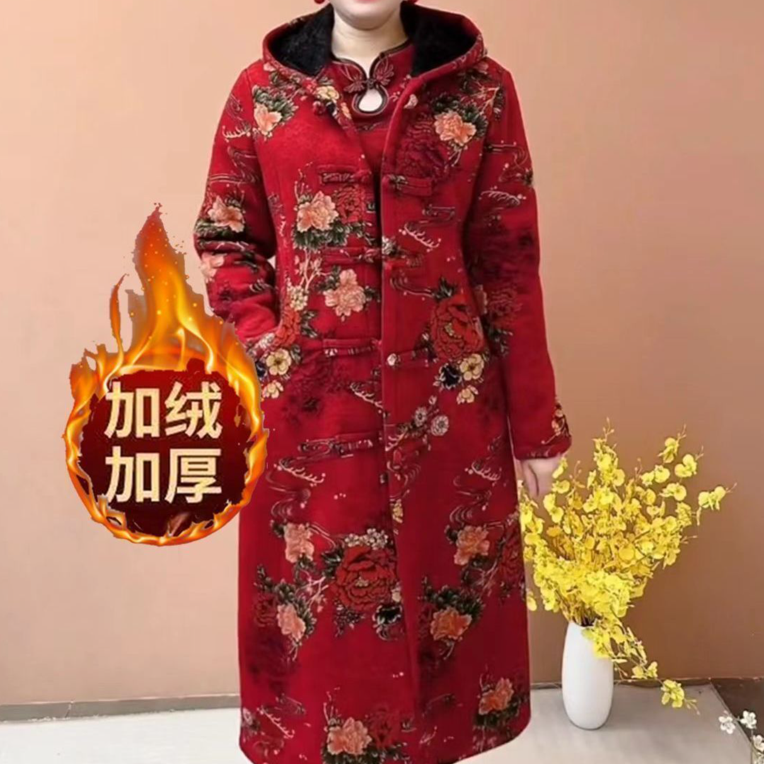 冬季休闲显瘦百搭漂亮宽松复古风衣减龄妈妈加绒加厚气质保暖外套