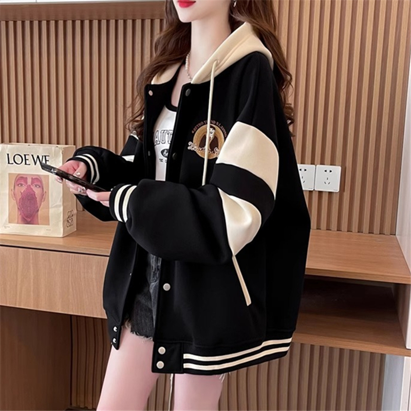 卫衣开衫女春秋2025新款洋气减龄薄款上衣外套宽松休闲连帽棒球服