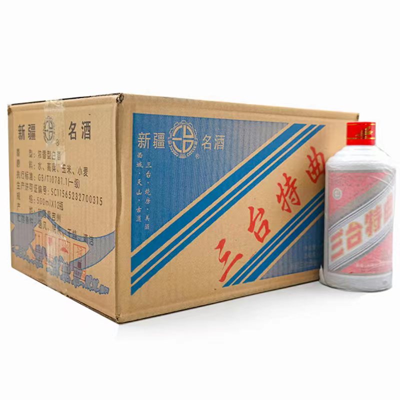 三台新疆三台特曲浓香型白酒裸瓶整箱12瓶纯粮酿造发酵45度500ml