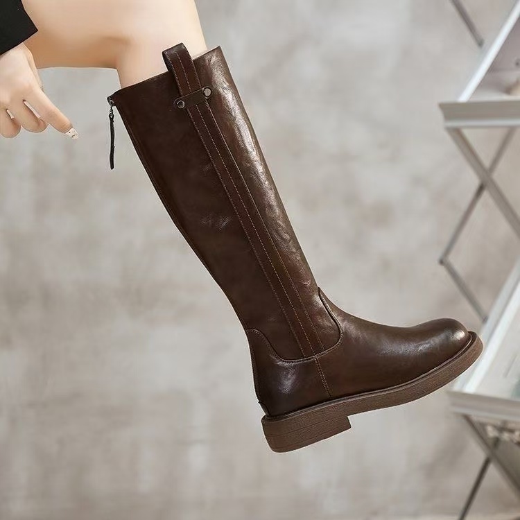 【翘颜品牌】秋冬上新休闲时尚百搭加绒加厚保暖过膝长筒靴7666