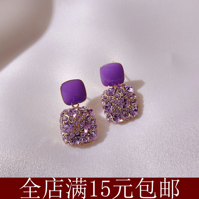 合金亚克力耳饰 高级感紫色耳环耳钉韩国气质耳饰2024年新款