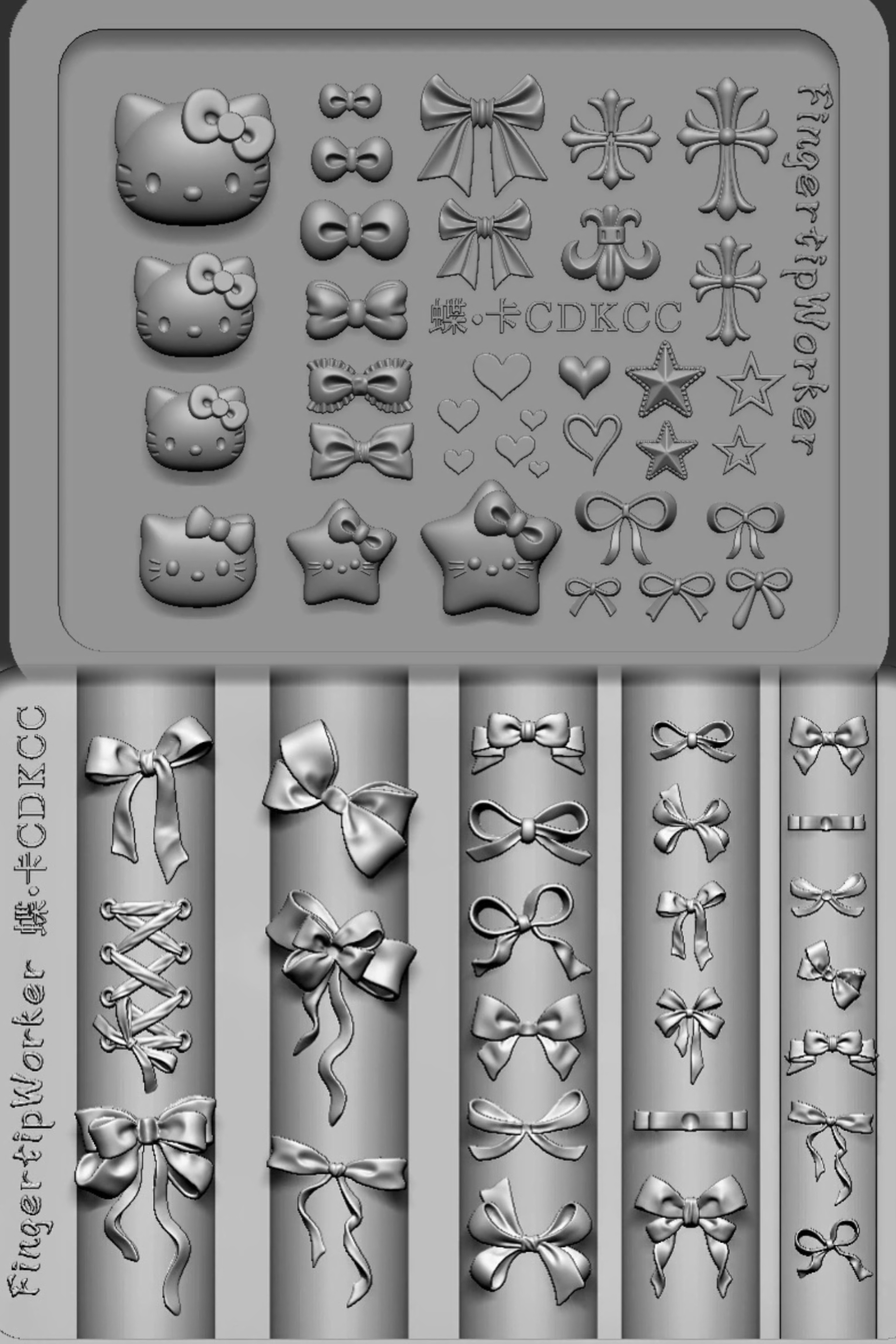 FingertipWorker｜大蝴蝶结美甲模具 甜酷KT模具 美甲模具