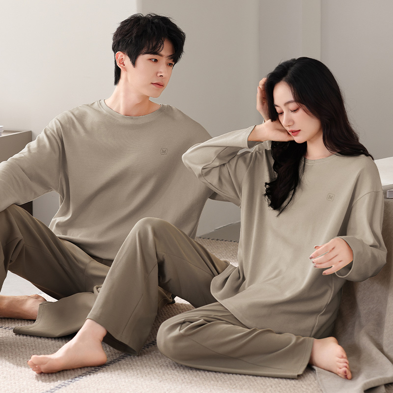芬腾可安情侣睡衣春秋款长袖2025新款加大码纯棉男女款家居服套装