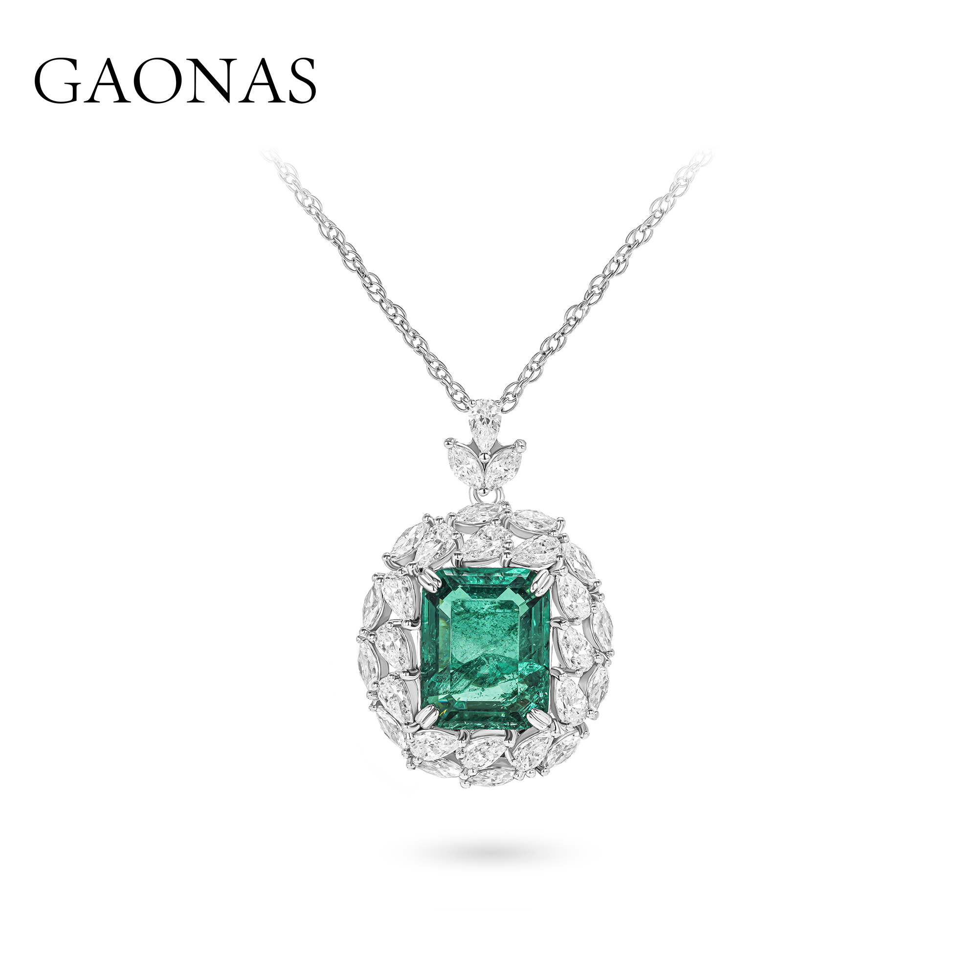 GAONAS 坠链均925银合成锆石 高纳仕富婆的快乐绿色吊坠 GD032070