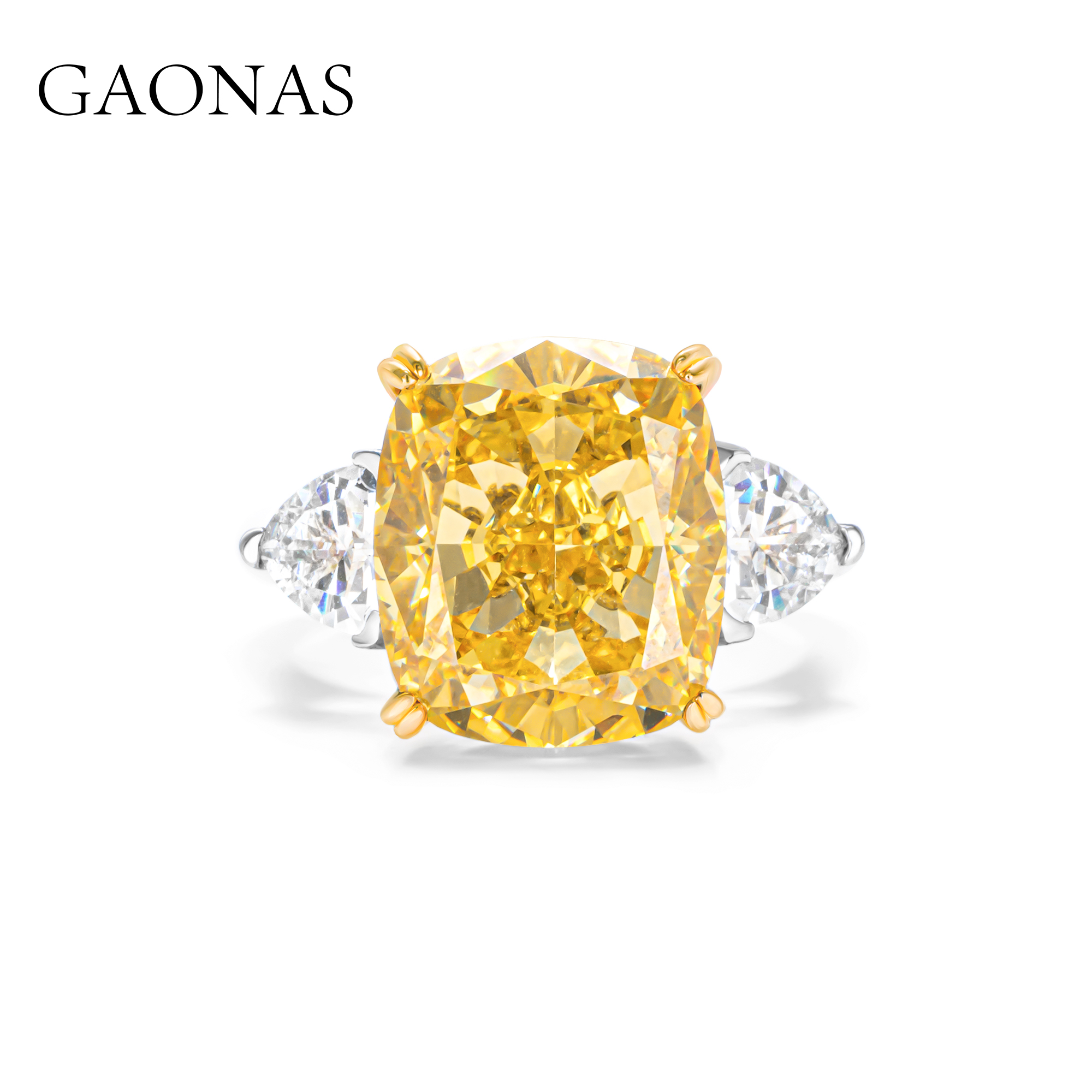 GAONAS 925银合成锆石戒指 高纳仕 时尚黄色12卡大戒指 YJ031930