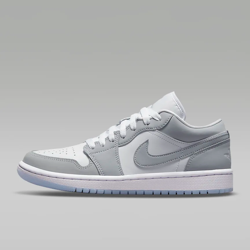 Air Jordan 1 Low女子女款灰运动灰白刺绣板鞋白灰白色DC0774-105