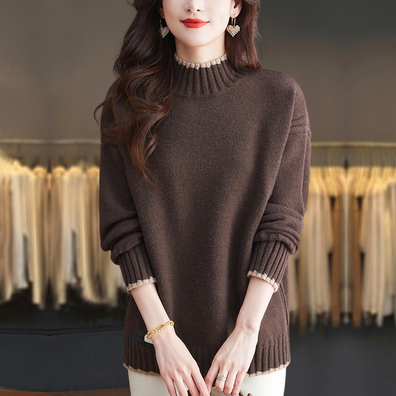 胖mm秋冬大码半高领显瘦毛衣女2025新款内搭高级感针织打底羊毛衫