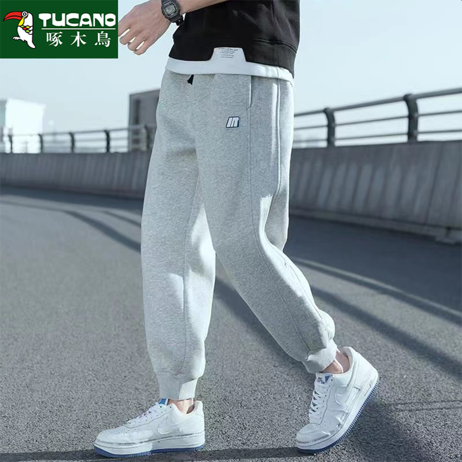啄木鸟运动裤男士春秋纯棉休闲长裤宽松韩版潮流薄款修身束脚卫裤