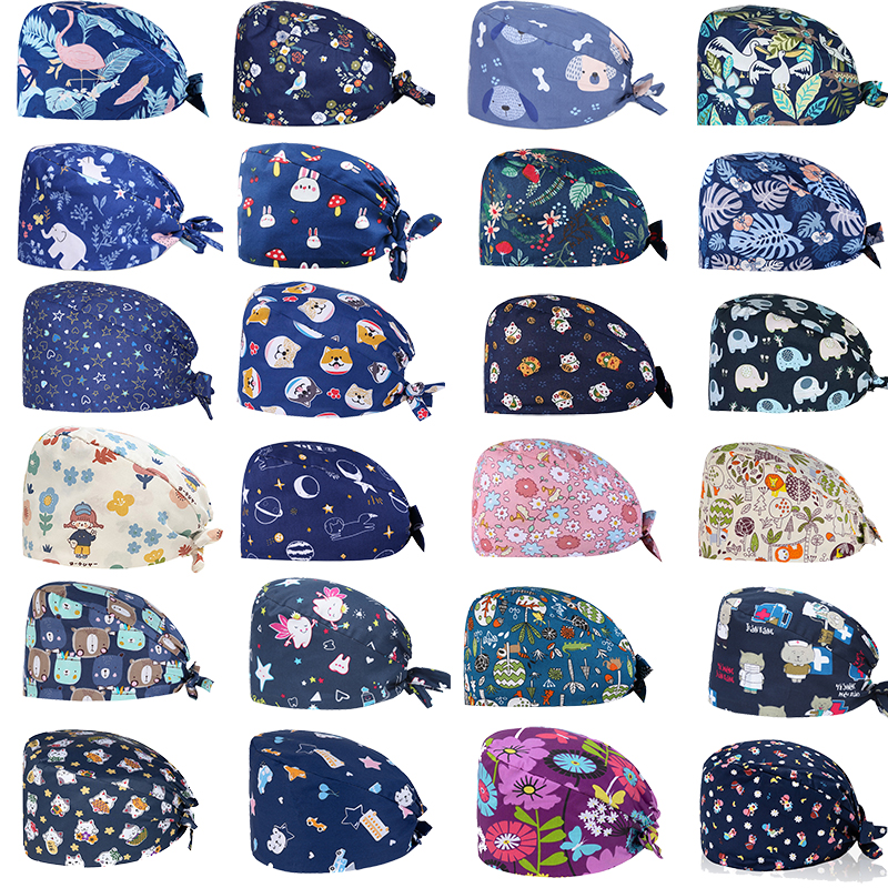 小花帽护士帽厨房帽油烟帽月子帽口腔牙科工作帽做饭的帽子包头帽