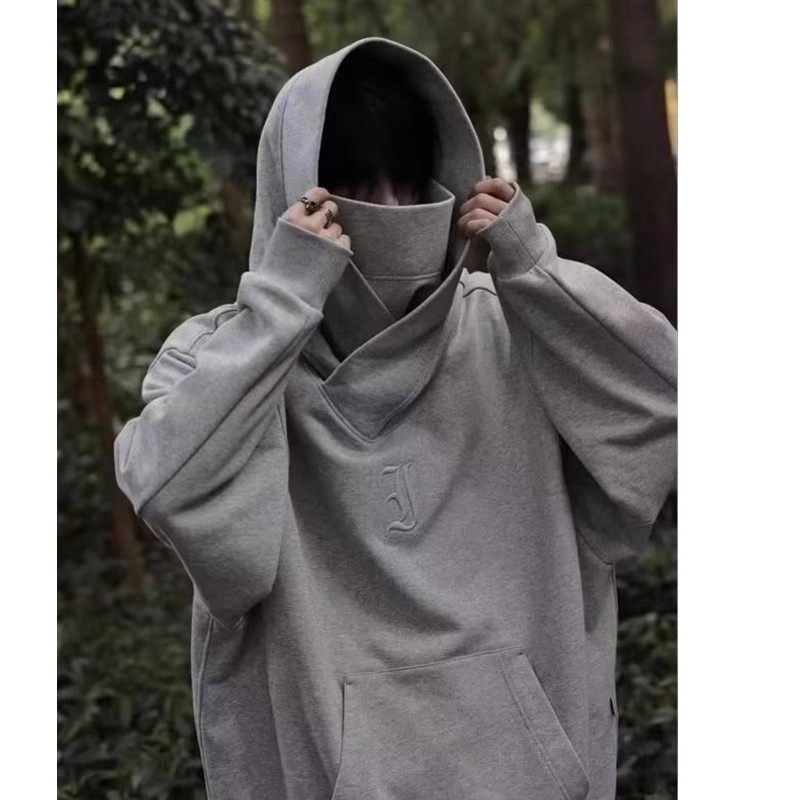 特大码300斤连帽印花冲锋卫衣男oversize重磅加绒加厚i人社恐外套