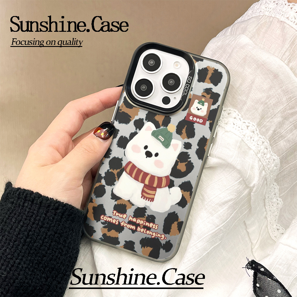 【彩银】豹纹狗狗适用于苹果16promax华为vivo小米oppo防摔手机壳