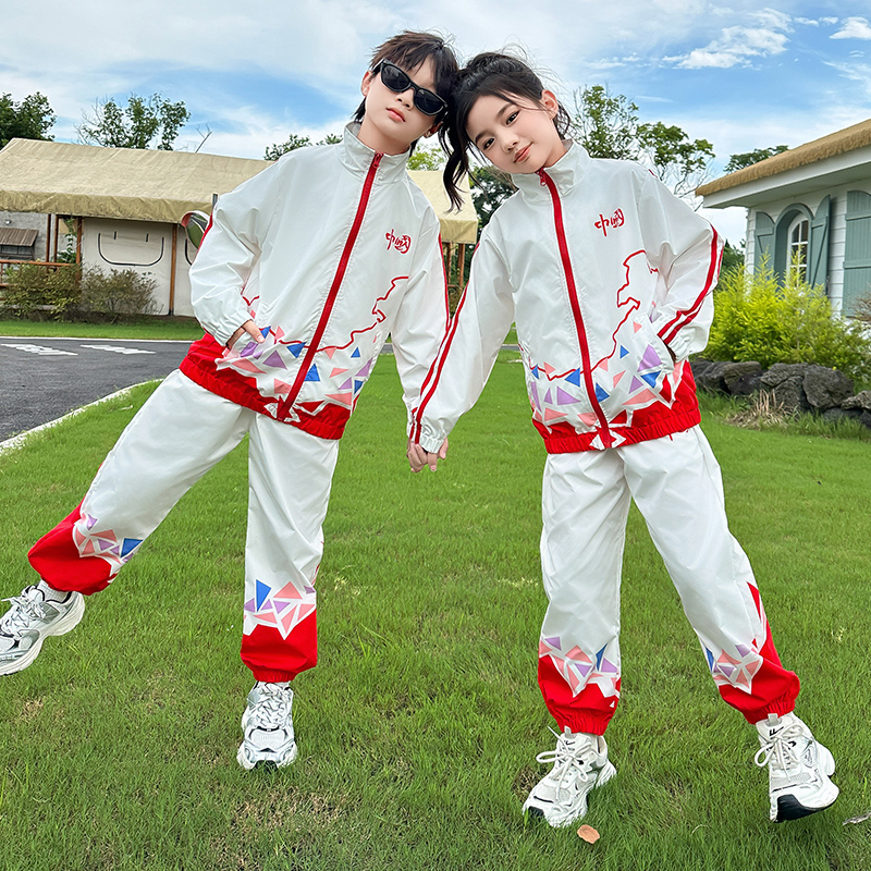 儿童运动渐变套装2025秋季新款校服表演服3-14岁网红潮款洋气
