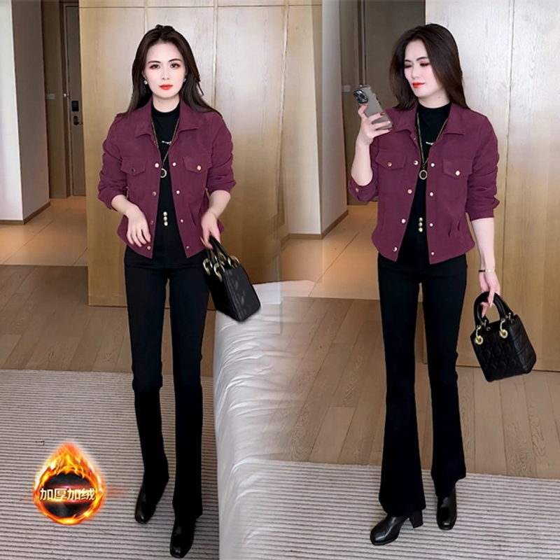 秋冬新品美拉德穿搭女气质显瘦休闲加绒加厚短外套