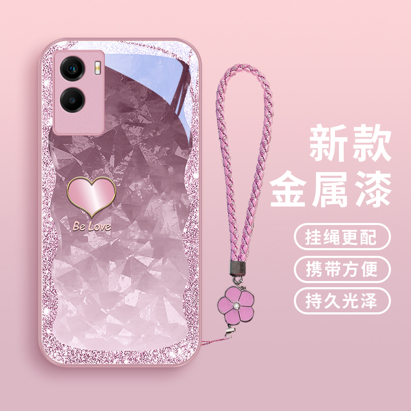 琉闪爱心适用vivoy55s手机壳Y52s玻璃壳y53s创意y31s高级y33s女款