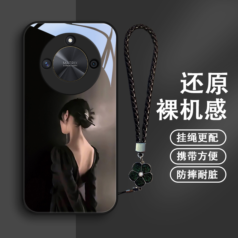 那个女孩适用华为荣耀X50手机壳荣耀x50i+防摔全包玻璃网红女款个