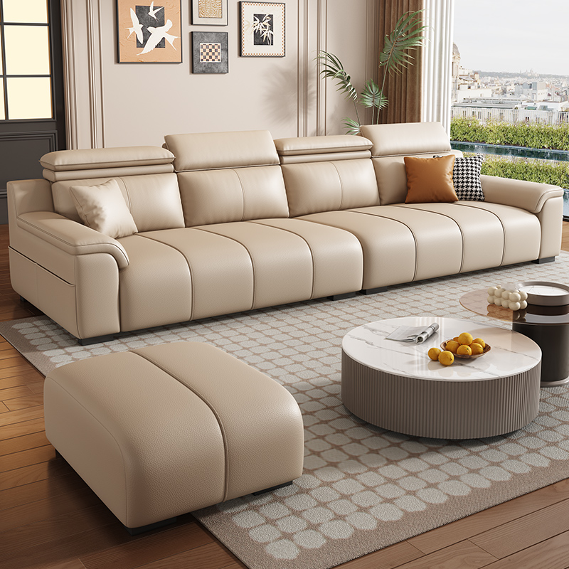 大象耳朵钢琴键沙发真皮沙发现代简约客厅家用小户型直排落地沙发