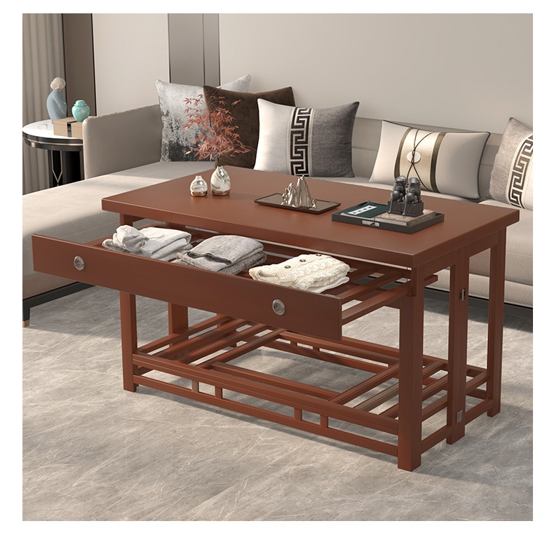 【150抽屉】烤火桌子折叠楠竹实木烤火架家用长方形1.5米冬季取暖桌