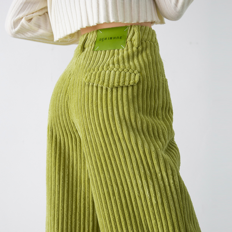 雪尼尔加厚条绒裤子女秋冬季宽松时尚休闲裤垂感高腰阔腿裤拖地裤