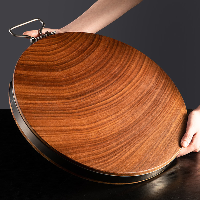 【主播推荐】正宗铁木菜板实木家用砧板圆形案板防霉抗菌加厚菜墩子