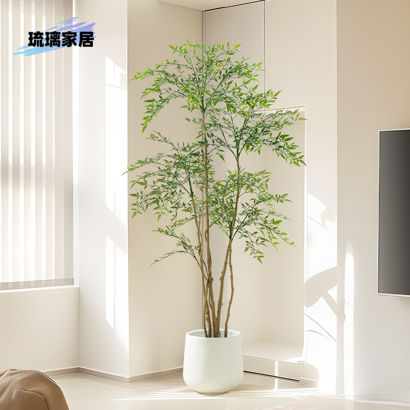 仿真绿植南天竹2025年新款大型落地摆件盆栽室内卧室仿生植物假树