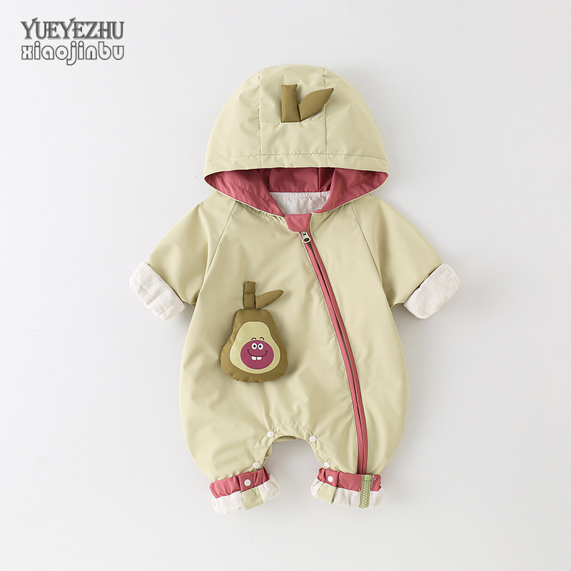 婴儿衣服秋装连帽外套男女宝宝冲锋衣连体衣秋季韩版洋气外出爬服