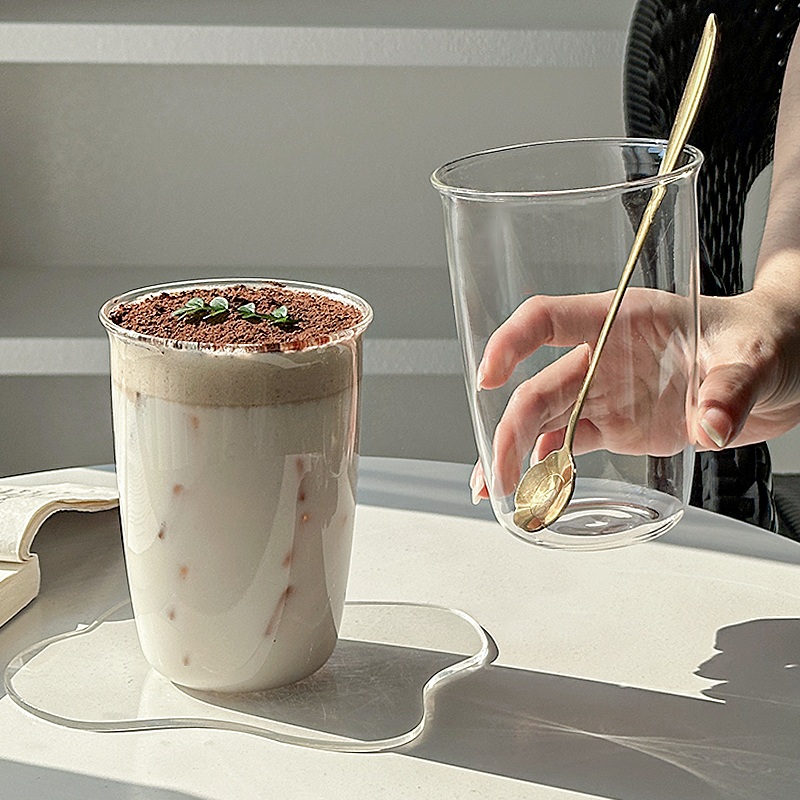 韵器insU型翻口杯高硼硅耐热玻璃杯小众牛奶果汁杯咖啡杯冷饮杯